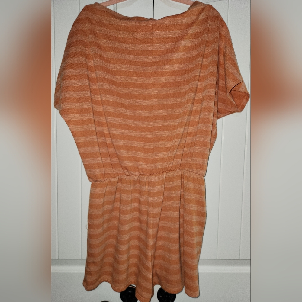 Orange striped romper with pockets